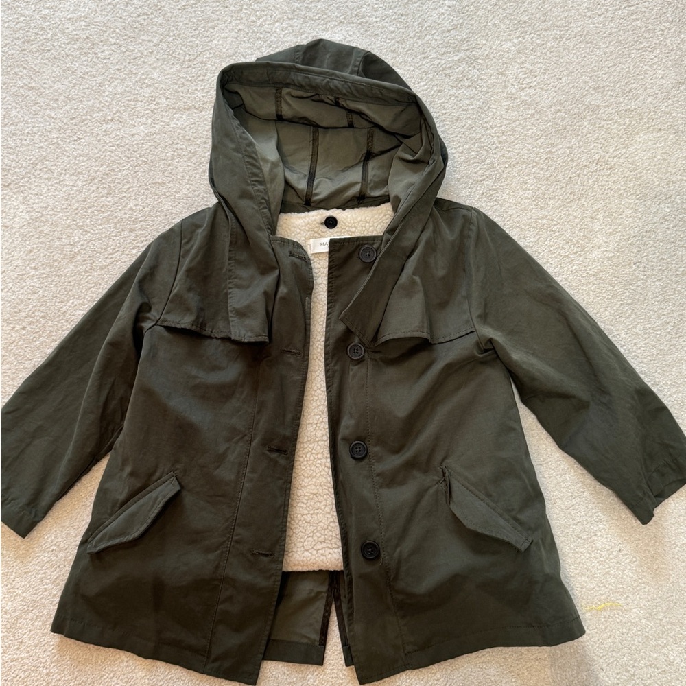 Mango Kids Forest Green Raincoat with Hood